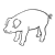 Pig with Curly Tail Line PNG