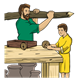 Joseph and Jesus at Work in the carpenter shop
