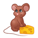 Brown Mouse with feet on cheese