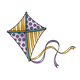 Purple and Yellow Kite polka dots and stripes 