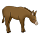 Brown Donkey sideways with head down