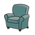 Teal Armchair Color PNG