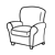 Teal Armchair Line PNG