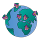Earth with purple houses