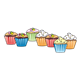 Seven Cupcakes with assorted wrappers