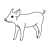 Pig Standing Line PNG