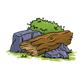 Rotten Log with rocks and bushes