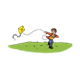 Boy Running on grass with kite