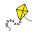 Yellow Kite on a String Color PNG