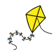Yellow Kite on a String with tail and bows