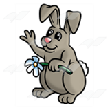 Waving Bunny with Flower