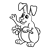 Waving Bunny with Flower Line PNG