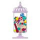 Glass Jar Full of Candy with purple lid