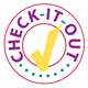 Purple 'Check-It-Out' with a yellow check mark