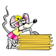 Girl Mouse leaning on a stack of cheese