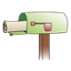 Open Green Mailbox with newspaper sticking out