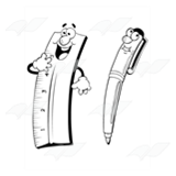 Cartoon Ruler and Pen