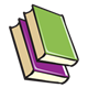 Two Closed Books green, purple, stacked