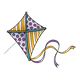 Purple and Yellow Kite polka dots and stripes, on a string