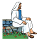 Jesus Sitting on rock well
