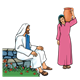 Jesus and Woman at well with water pot