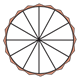 Fraction Pie showing zero-twelfths, jagged brown edge