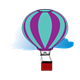 Hot Air Balloon and Cloud purple, turquoise