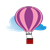 Hot Air Balloon and Cloud Color PNG