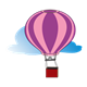 Hot Air Balloon and Cloud pink, purple
