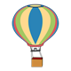 Hot Air Balloon blue, pink, yellow, green