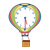 Hot Air Balloon Clock Color PNG