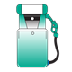 Teal Gas Pump with green nozzle
