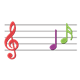 Treble Clef with 2 music notes