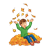 Boy Playing in Leaves Color PNG