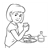 Girl Eating Breakfast Line PDF