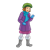 Girl Holding a Snowball Color PNG