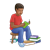Boy Sitting on a Stool Color PNG