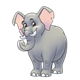 Gray Elephant with trunk rolled up
