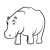 Gray Hippo Line PNG