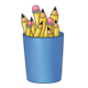 Blue Pencil Cup holding pencils