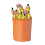 Orange Pencil Cup Color PNG
