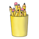 Yellow Pencil Cup holding pencils