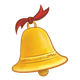 Gold Christmas Bell with a red ribbon