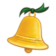 Gold Christmas Bell with a green ribbon