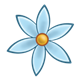 Blue Flower with six petals and yellow center