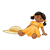 Doll in an Orange Dress Color PNG