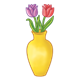 Yellow Vase with pink and purple tulips