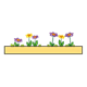 Flower Box with purple and yellow flowers