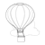 Hot Air Balloon and Cloud Line PNG