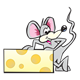 Boy Mouse leaning on a block of cheese